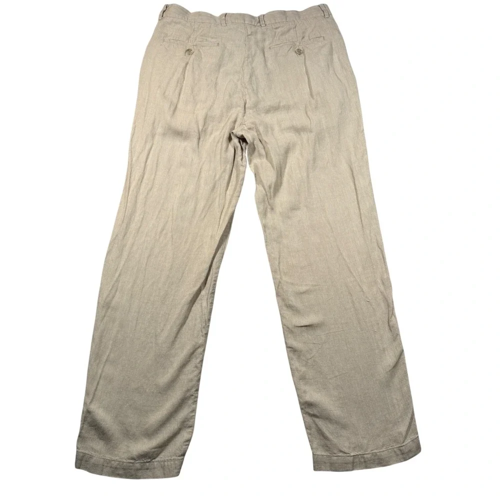 Vintage Y2K Tommy Bahama Relax Pants Mens 34 Beige Pinstripe Linen Silk Luxury